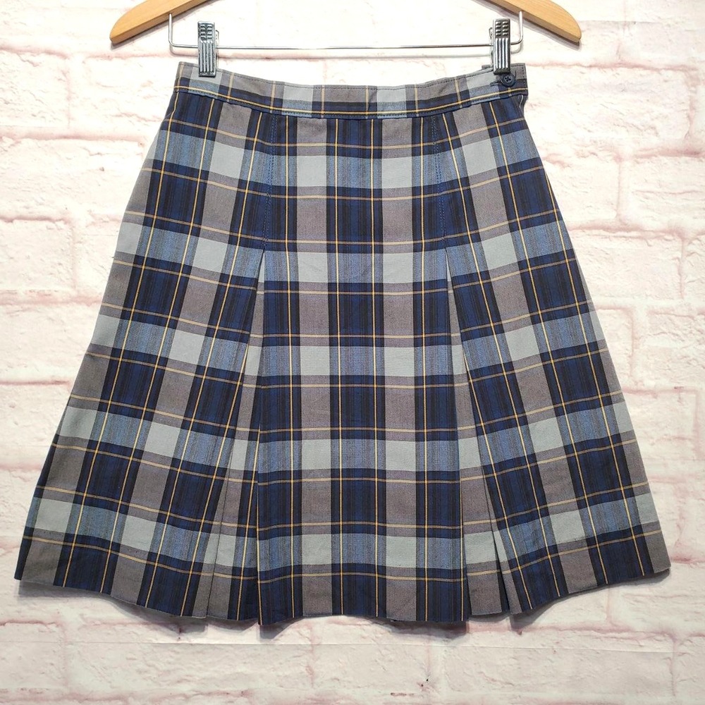 Becky Thatcher Plaid School Pleated Uniform Skirt Girls 12‎ Blue Preppy Classic